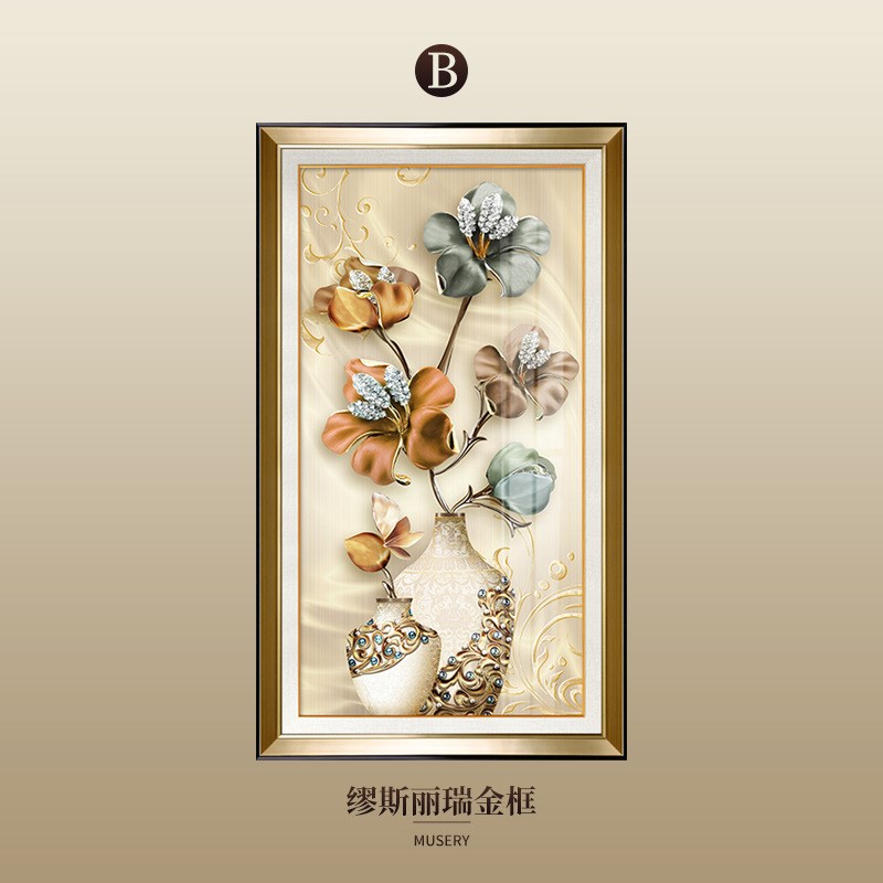 欧式轻奢入户玄关装饰画美式竖版A走廊过道挂画现代高档客厅落地