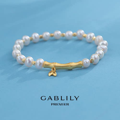 珈珮GABLILY PREMIER 淡水珍珠竹节手链 5-6mm 时尚百搭气质款 sc