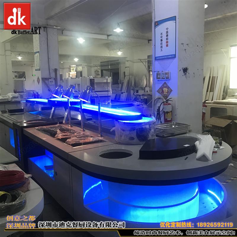 酒店出口石英石自助餐台图片制冷冰池台制作生产直销