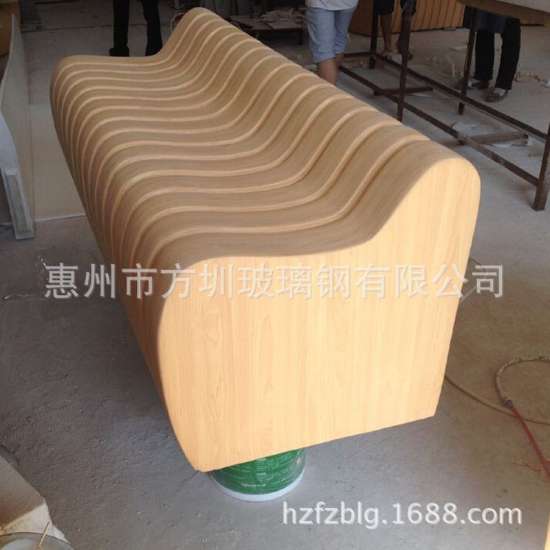 玻璃钢卡座/园林景观靠背椅/商场休闲玻璃钢椅凳家具仿木纹休闲椅