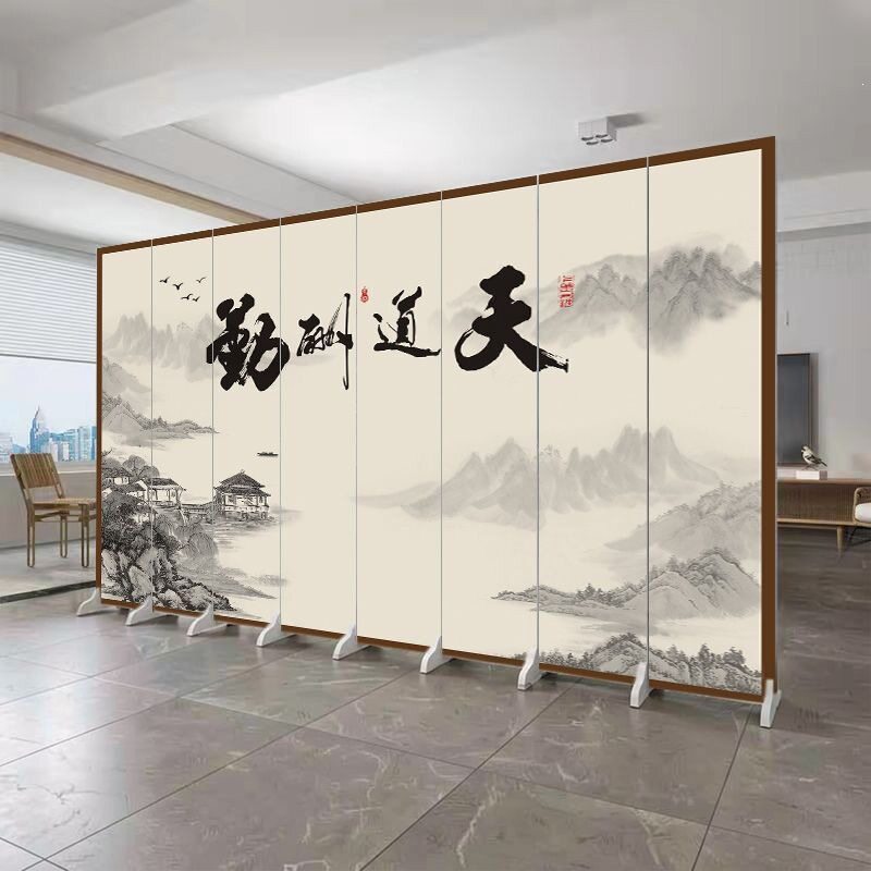 中式屏风隔断客厅遮挡卧室玄关可移动折叠墙办公室山水画仿古室内