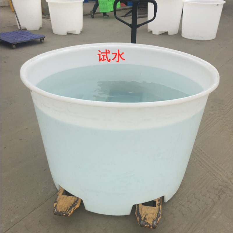 加厚pe塑料圆形叉车周转桶1500L升牛筋塑料带脚铲车移动水桶1.5吨