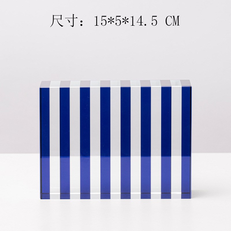 简约现代创意水晶条纹砖块摆件软装样H板房客厅几何长方家居装饰
