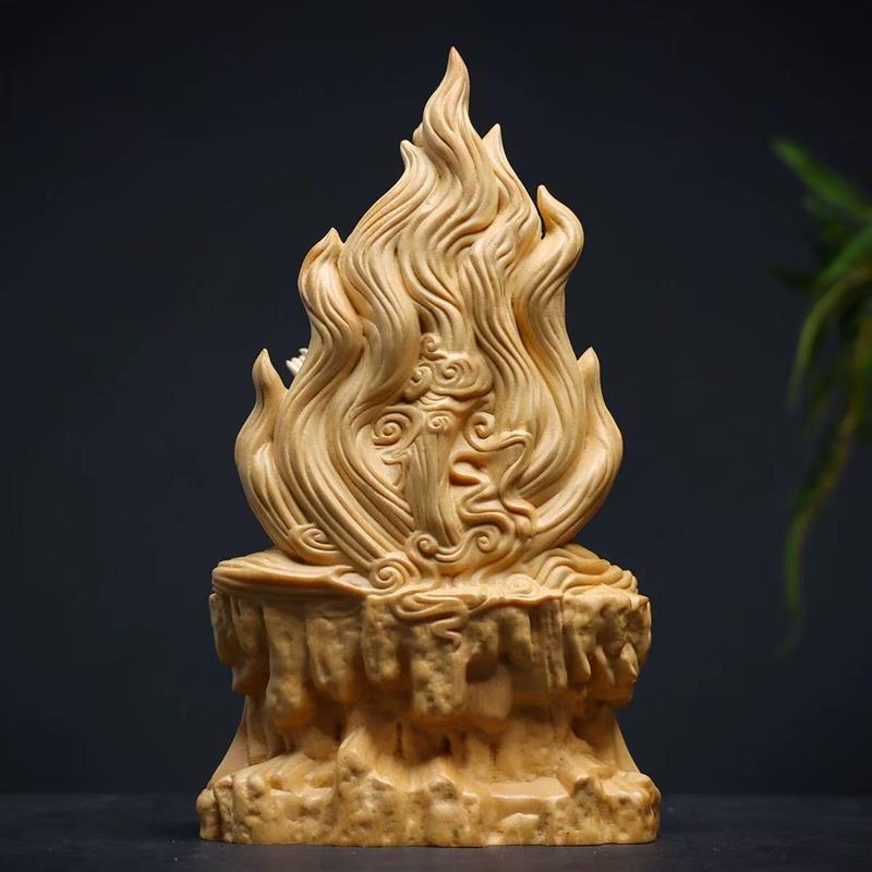 桧木精雕九尾狐泰山娘娘供奉神像摆件 景区青丘女神九姑娘工艺品