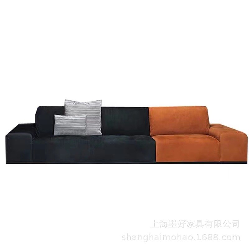 欧式创意客厅小户型别q墅整装多人轻奢沙发后现代布艺拼色设计沙
