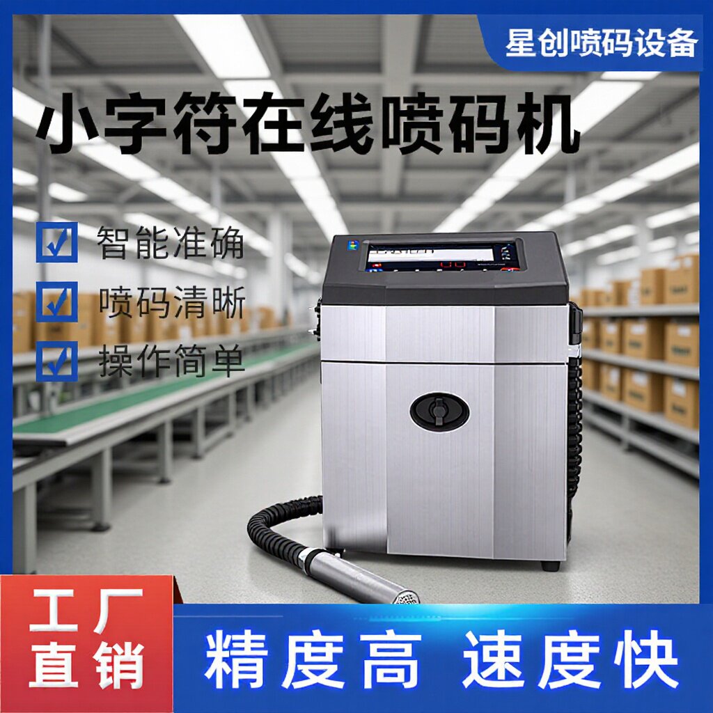 小字符喷码机袋子外包装纸箱瓶子三期码数字英文汉字全自动打码机