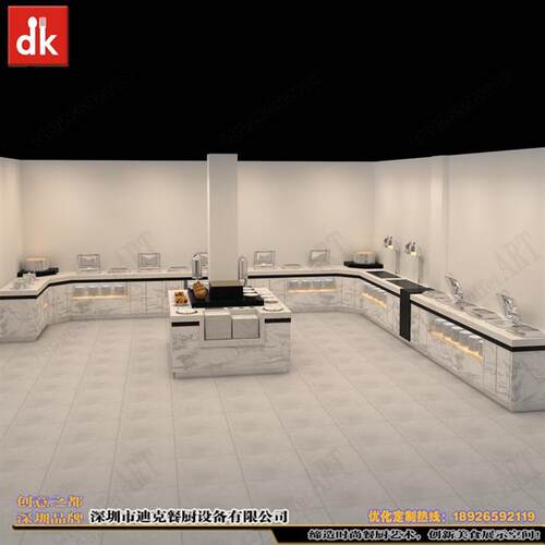 迪克大理石自助餐台效果图  移动餐台制作 高职餐厅餐台设计桌椅