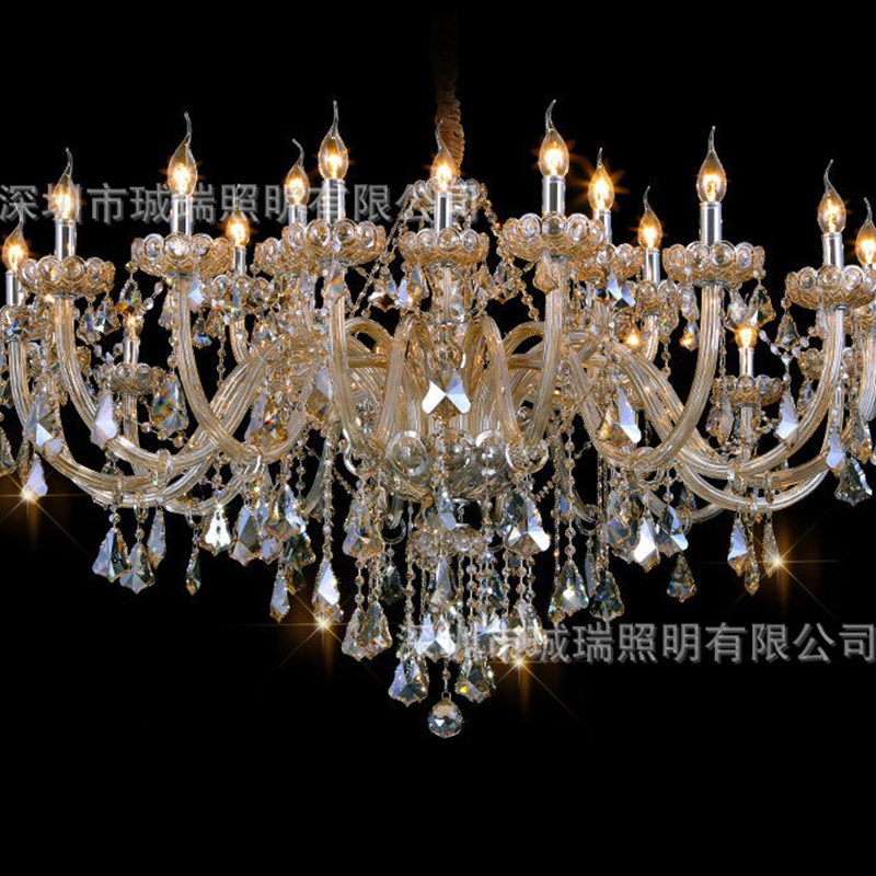 欧式水晶吊灯餐厅灯大气奢华别墅客厅吊灯简Q约美式干邑色水晶灯