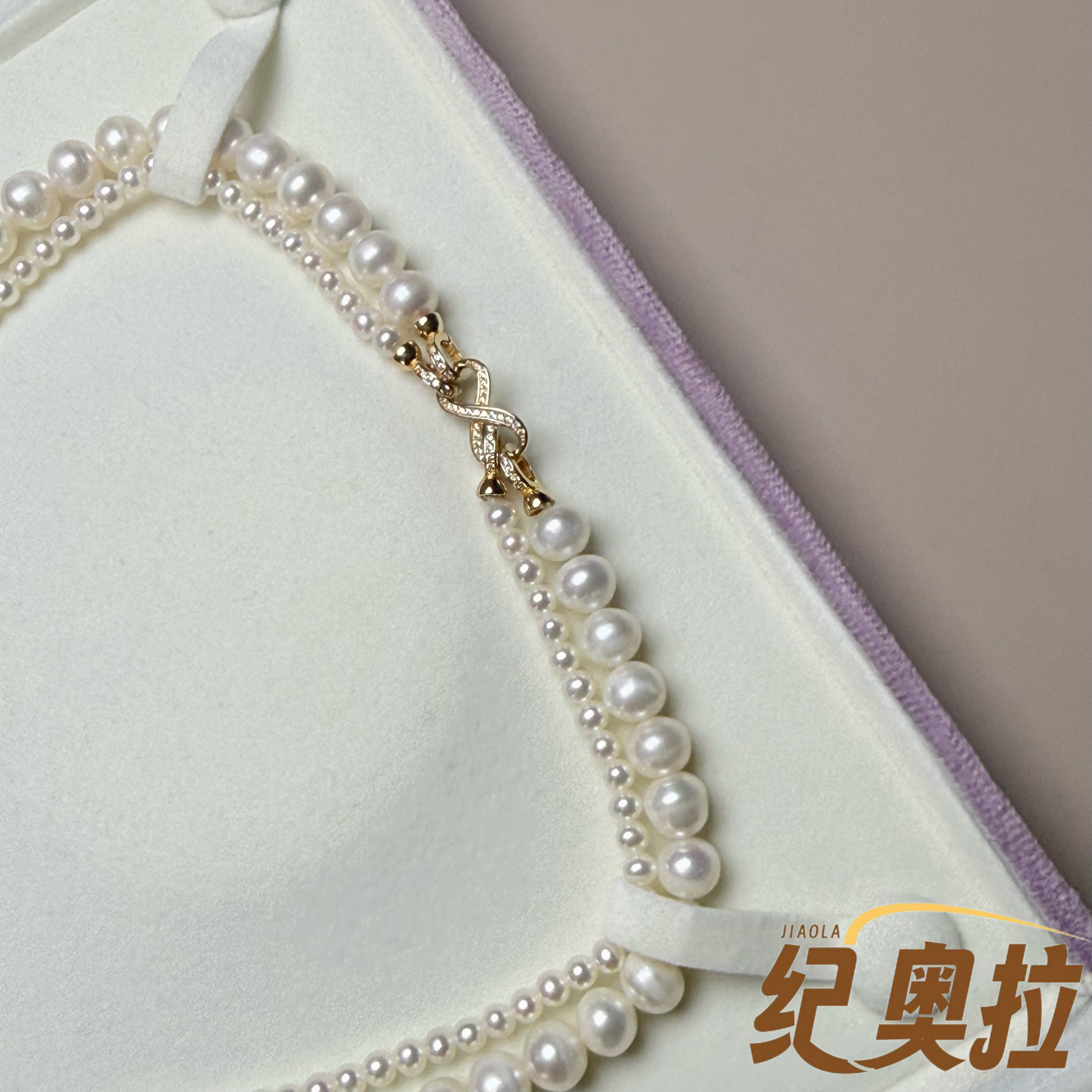 纪奥拉双层叠戴淡水珍珠项链S925图片