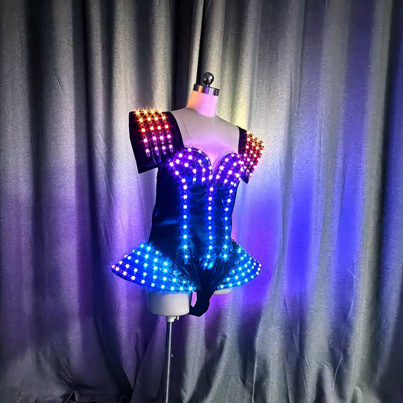 LED发光服遥控幻彩光女装GOGO服酒吧发光DS舞台演出服KTV气氛道具