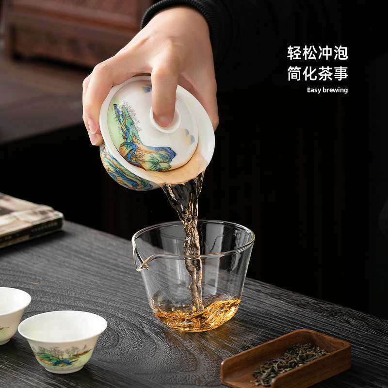 便携式旅行茶具小套装简易白瓷功夫泡茶杯户外个人专用露营快客杯