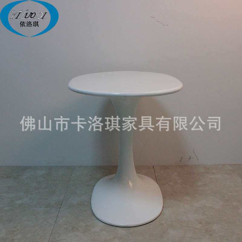 简约欧式白色圆形钢化玻璃小桌子 创意休闲洽谈接待圆形玻璃茶几