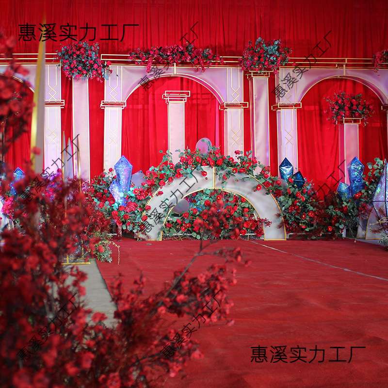 新款铁艺贴膜罗马拱门婚庆道具背景婚礼 四方罗马柱摆件