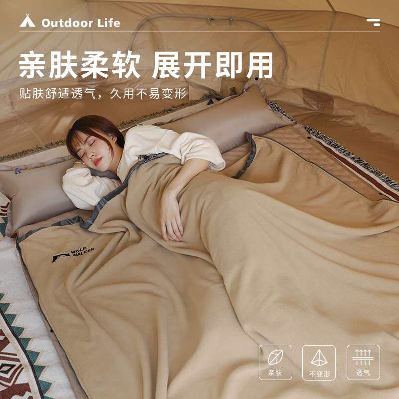 狼行者睡袋成人户外露营旅行加厚防寒夏季被子信封式抓绒内胆四季