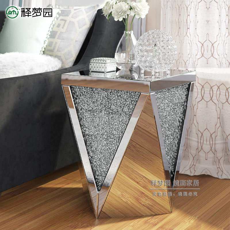 北欧INS轻奢玻璃边几客厅小茶几现代网红角几镜面家具3065