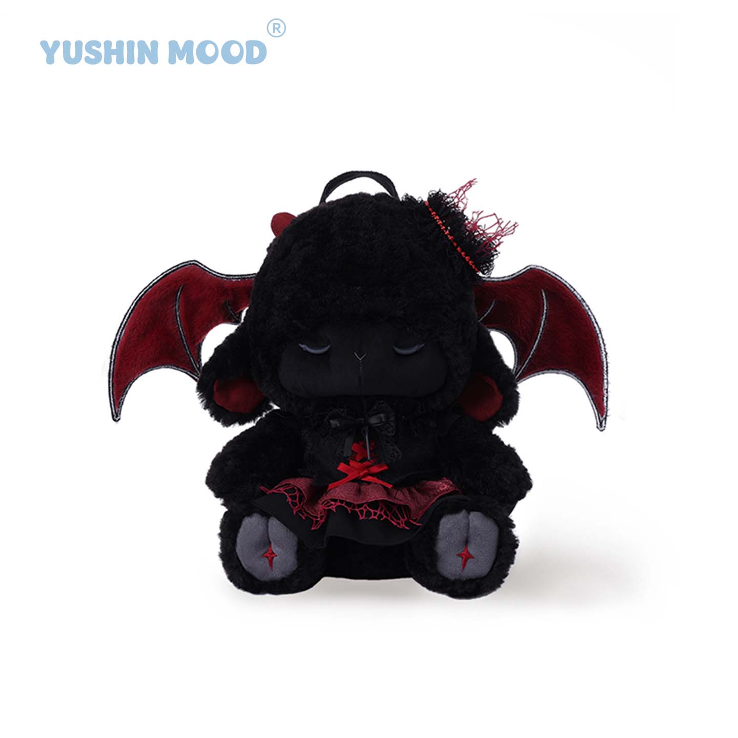 语心桐双肩包恶魔小羊毛绒玩偶