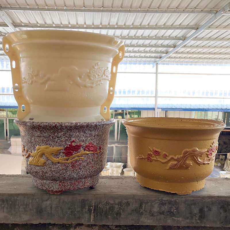 水泥花盆模具塑料圆形底部灌浆加厚混泥土模型盆栽水泥盆景磨具