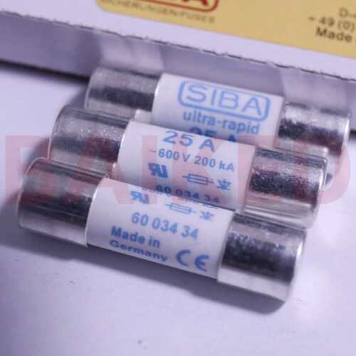 25A gRL AC600V 6003434 10*38mm 200KA 熔断器 西霸SIBA Germany