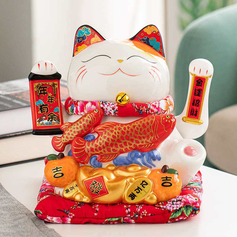 日式店铺开业招财猫电动摇手大号前台店面收银台摆件摇钱树发财猫