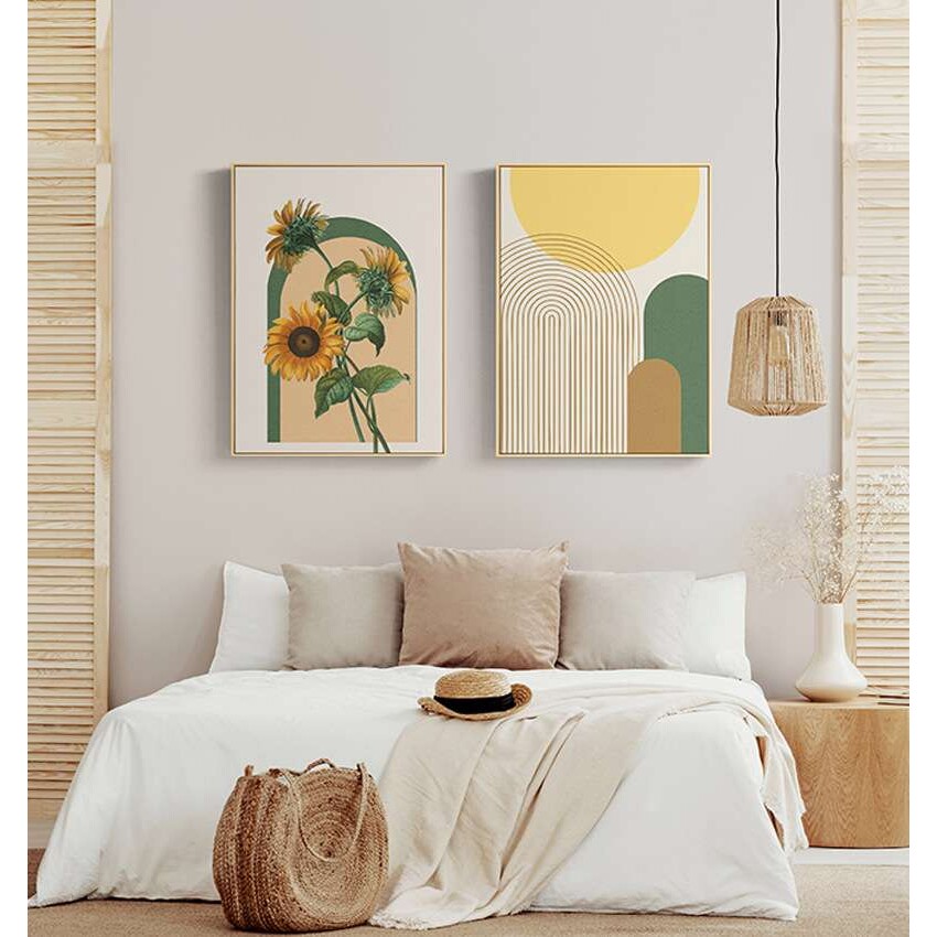 温馨家居装饰画高清艺术画单幅向日葵酒店现代家居金色外框喷绘画