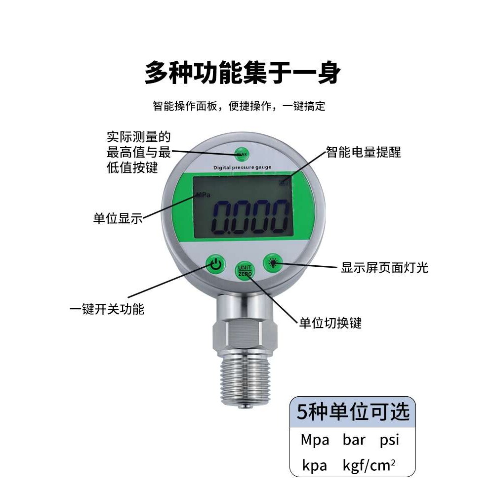 气压压力表高精度数显小型数字显示电池供电kpa压力表DC12-4