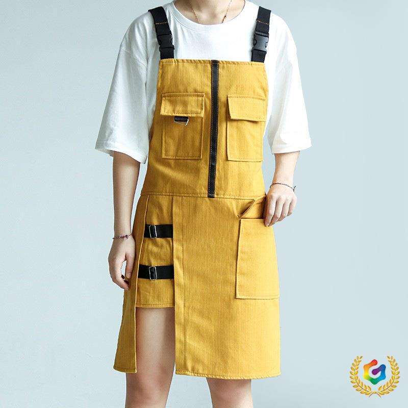 ?牛仔围裙工作围裙男女奶茶店发型师园艺餐厅服务员工作服印logo
