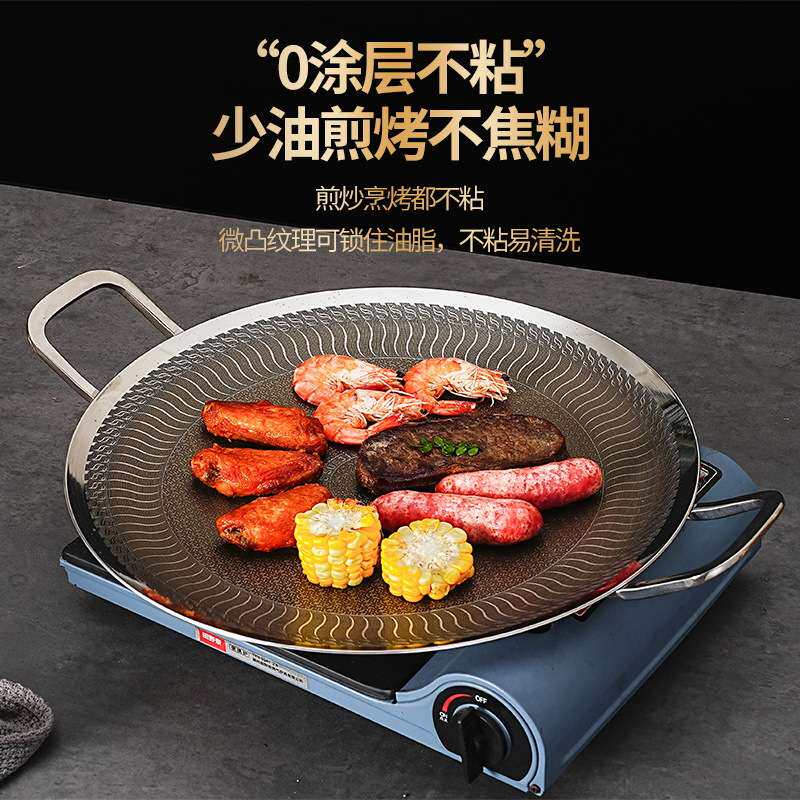 德国316不锈钢不粘烤肉盘户外烧烤盘多功能韩式铁板烧电磁炉家用
