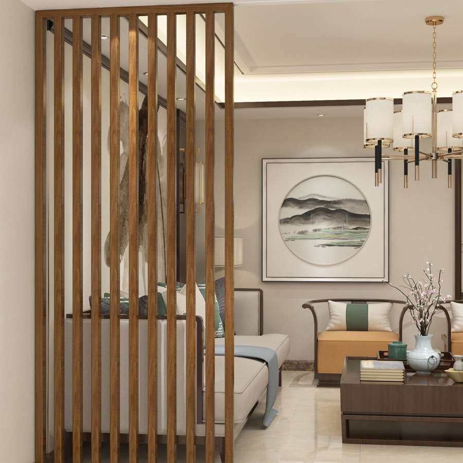 新中式入户玄关隔断现代简约实木栅栏卧室客厅屏风栏栅座屏装饰墙