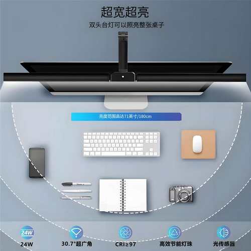 跨境led台灯桌面办公双头折叠夹子台灯学习阅读学生专用护眼台灯