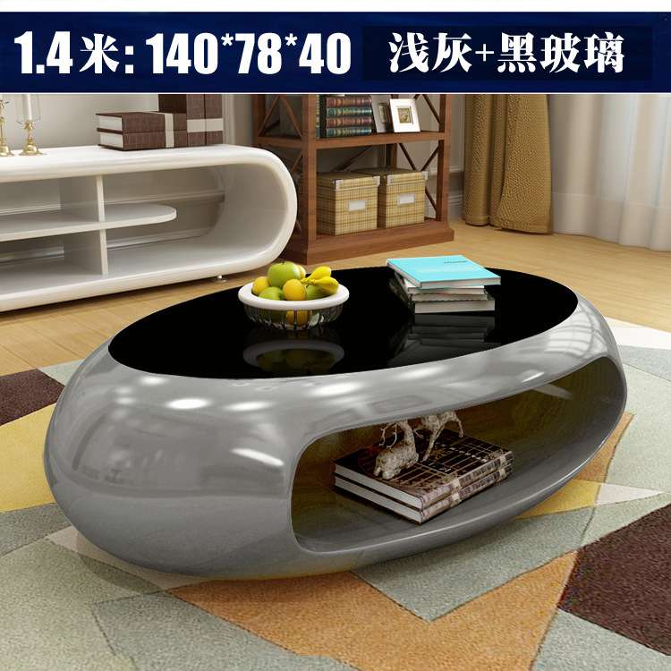 椭圆大理石茶几桌客厅家用现代简约个性小户型创意异形玻璃电视柜