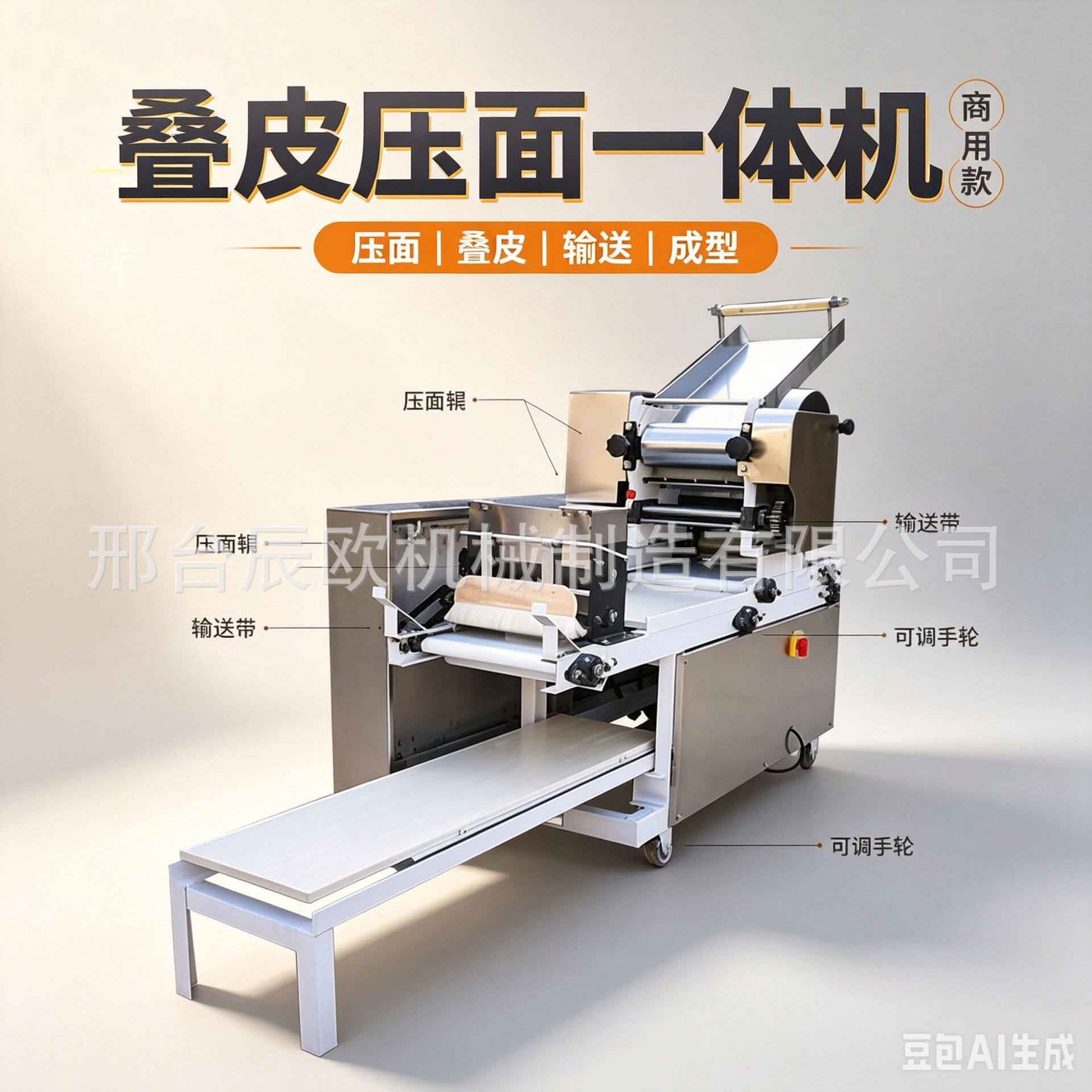 260型单组叠皮面条机商用全自动压面机饺子皮馄饨皮鲜面条一体
