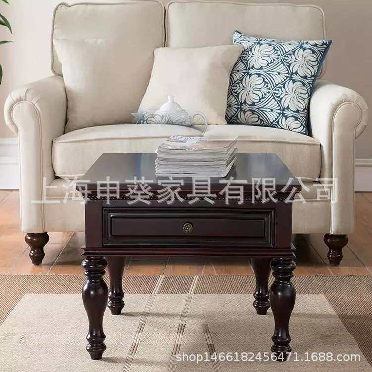 美式角几黑色欧式方几床头边柜实木边几电话桌客厅小边几沙发边柜
