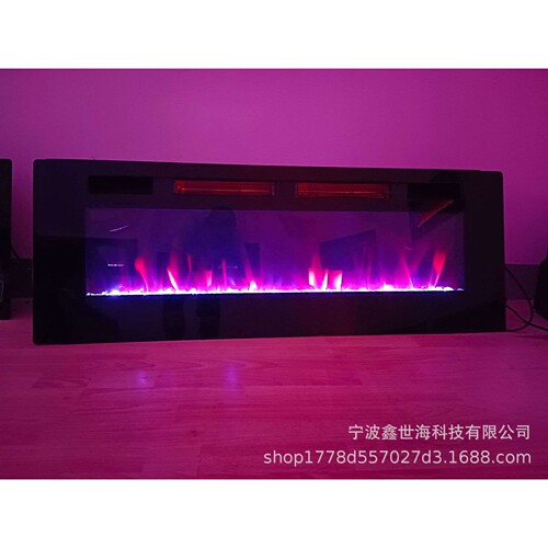 新品50寸超薄8cm厚双风机配置仿真火焰加热电壁炉取暖器fireplace
