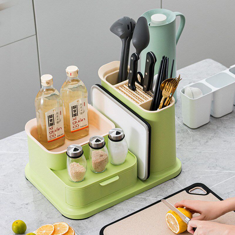免安装厨房收纳架调料盒组合用品套装 家用多格餐具 多功能置物架