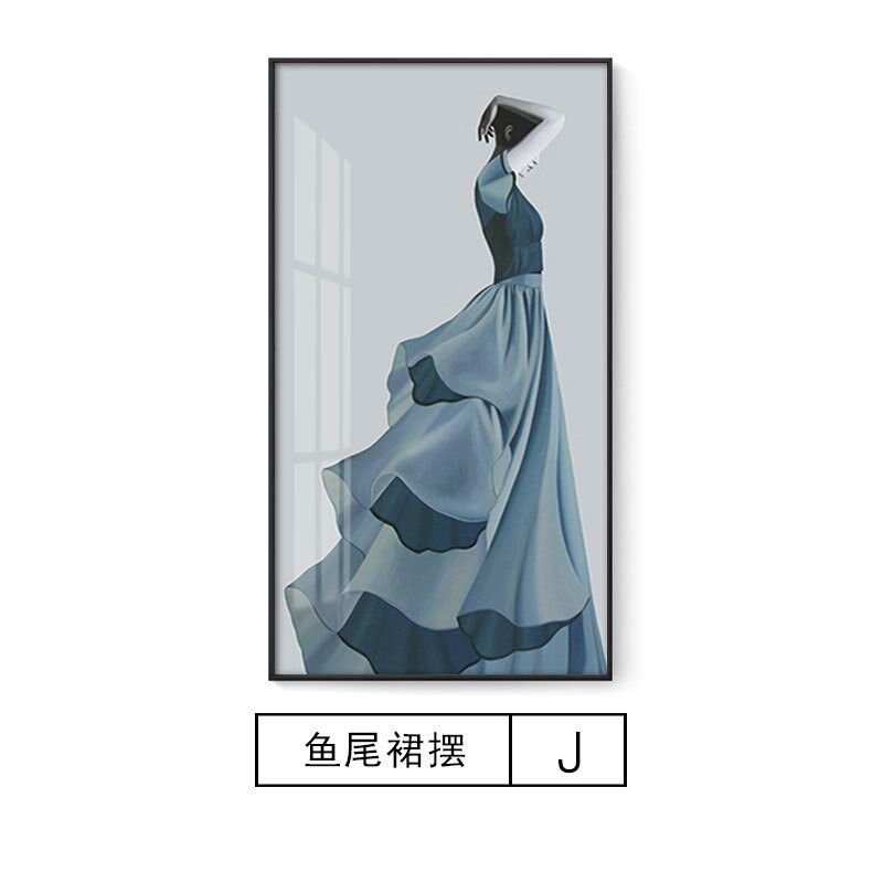 时尚入户玄关装饰画后现代走廊过道竖版壁画北欧轻奢抽象人物挂画