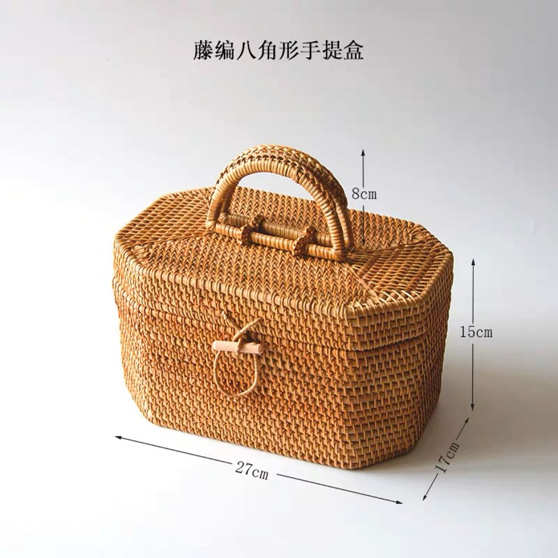 藤编茶盘创意托盘茶具箱手提箱越南秋藤手工编织