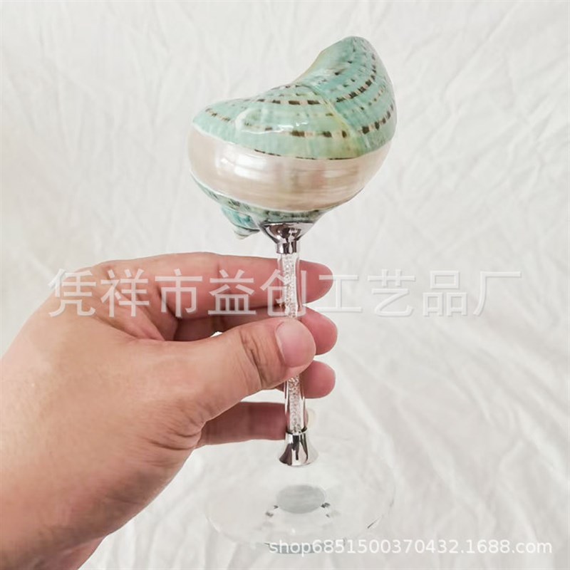 天然海螺红酒杯贝壳高脚杯创意海螺贝壳抛光打磨制成源工厂