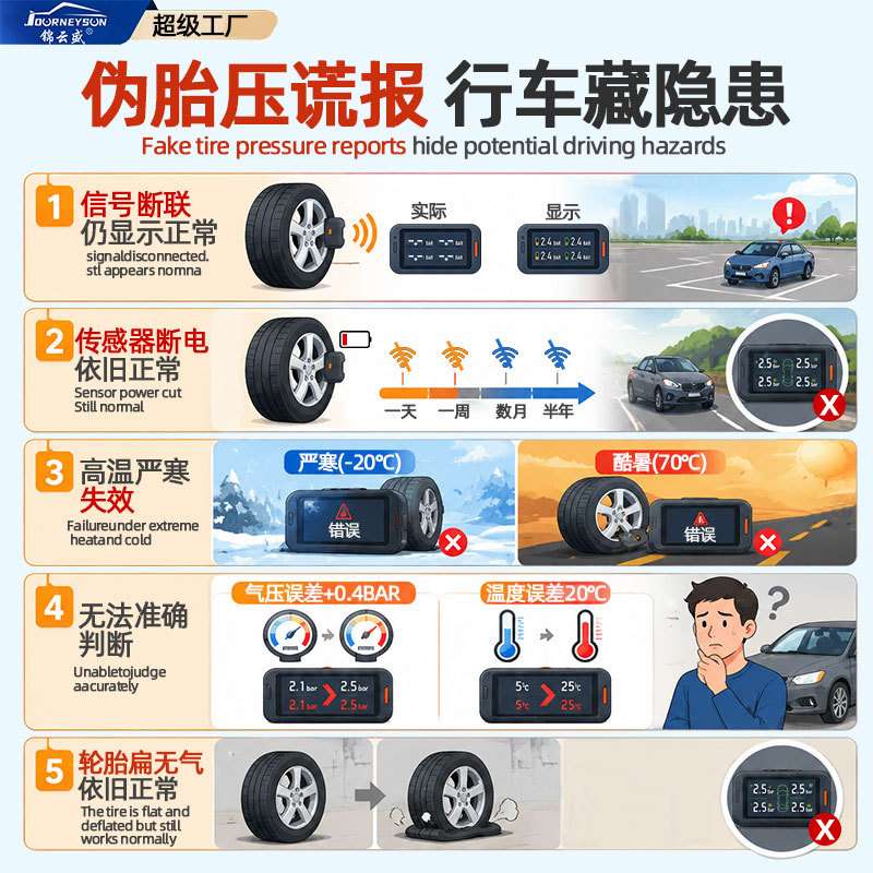 TPMS太阳能胎压监测汽车通用轮胎检测带支架高精度无线监测系统