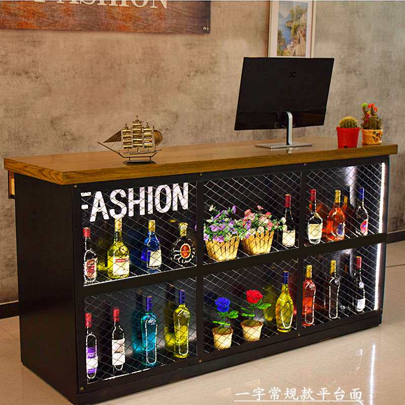 工业风奶茶店复古收银台 转角柜台酒吧吧台餐厅饭店服装店前台桌