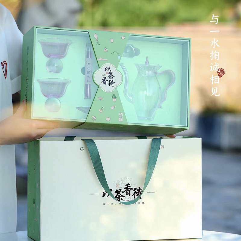 仿宋茶壶一壶二杯绿茶茶具套装家用耐热玻璃泡茶器茶杯厂家