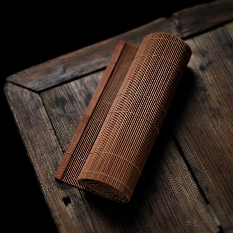 编织日式禅意竹茶席仿古茶席茶帘桌旗茶垫茶道零配茶布