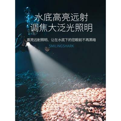 专业防潜水手电强下焦ltao7665光超亮变可充电水专用水装备夜潜赶