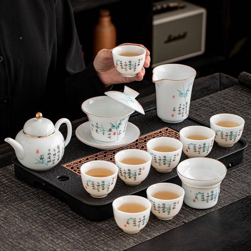 羊脂玉冰具套装家用高档陶瓷盖种碗室茶壶茶杯茶功夫TPH泡茶办公