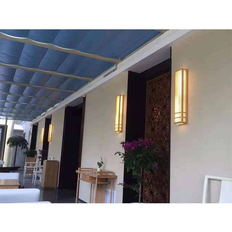 红原县新中式创意酒店阳台布艺灯笼吊灯饭店大厅灯中式餐厅吊灯