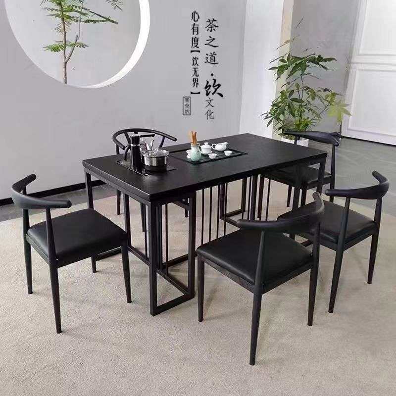 茶桌椅组合火烧石茶台家用办公阳台大理石茶几简约现代功夫泡茶桌