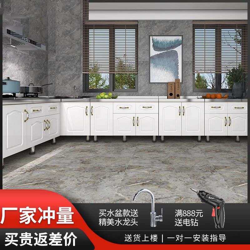 不锈钢水槽厨房橱柜家用灶台柜组合柜碗柜组装经济出租房储物柜子