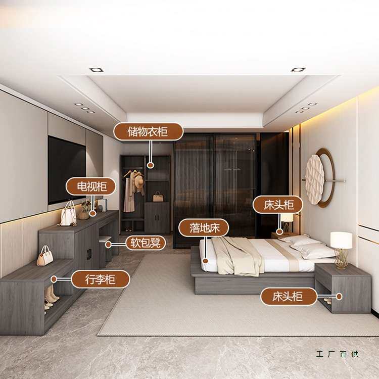 酒店电视柜行李储物柜书桌一体组合宾馆民宿旅馆标间全套家具定