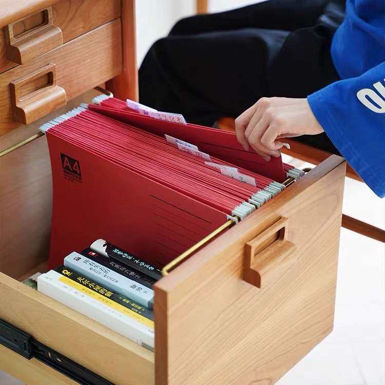 二黑 邮筒书桌纯实木樱桃木北欧复古写字台 抽屉双人办公桌学生