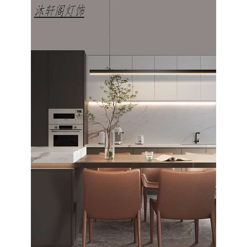 意式轻奢一字长条餐厅吊灯现代简约办公室灯北欧极简吧台灯岛台灯