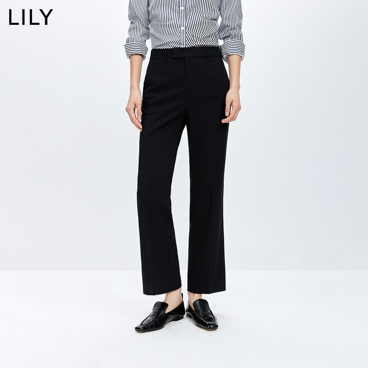 LILY2026春新款复古老钱风休闲职场通勤纯色九分小脚锥形裤西裤女